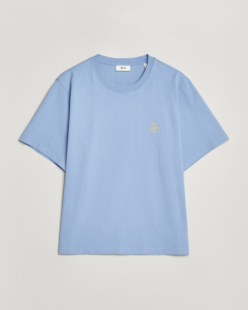 NN07 Jett Embroidered Crew Neck T-Shirt Cerulian Blue – Blauw