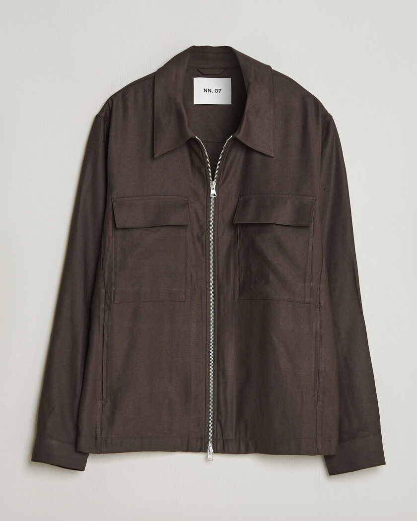 NN07 Alban Linen/Viscose Overshirt Deep Truffle – Bruin