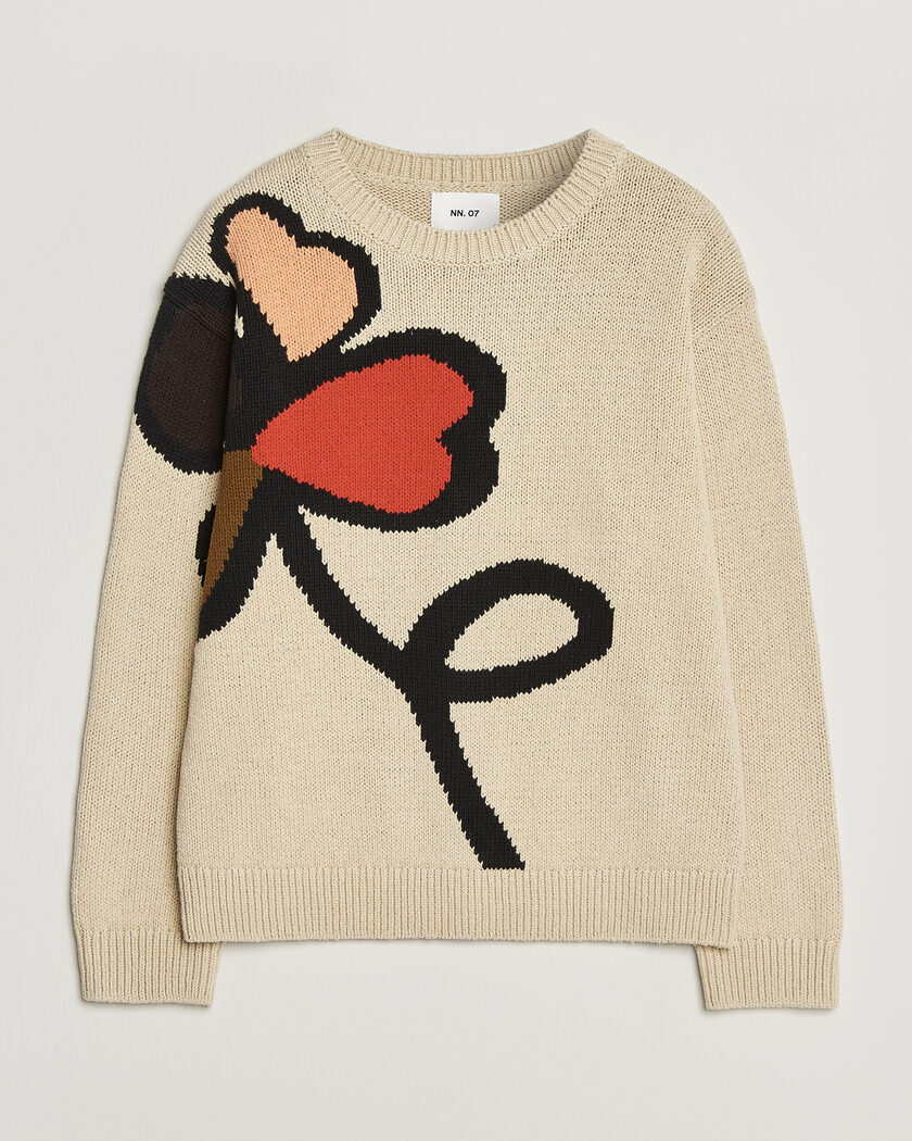 NN07 Todd Printed Flower Sweater Ecru Multi – Meerkleurig