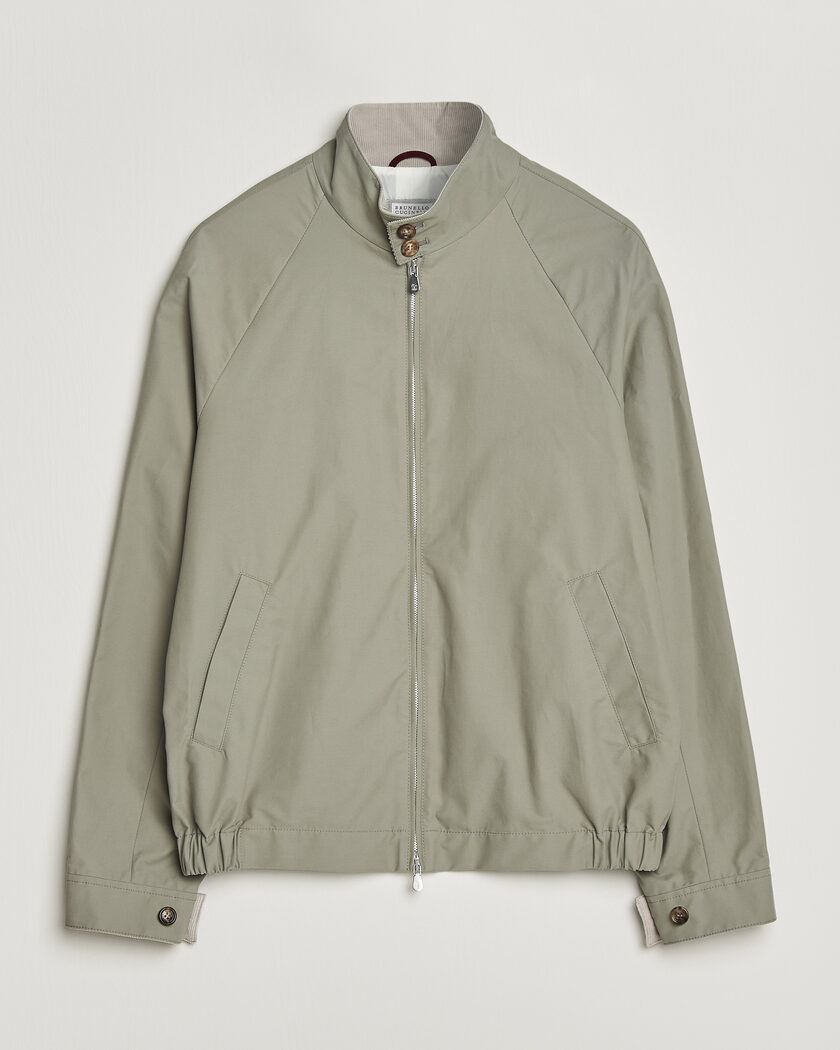 Brunello Cucinelli Raglan Harrington Jacket Olive – Groen