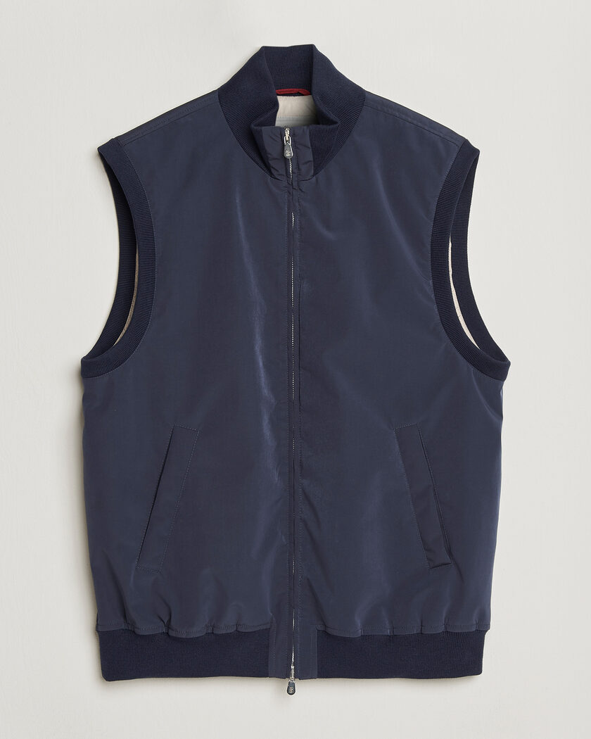 Brunello Cucinelli Nylon Padded Gilet Navy – Blauw