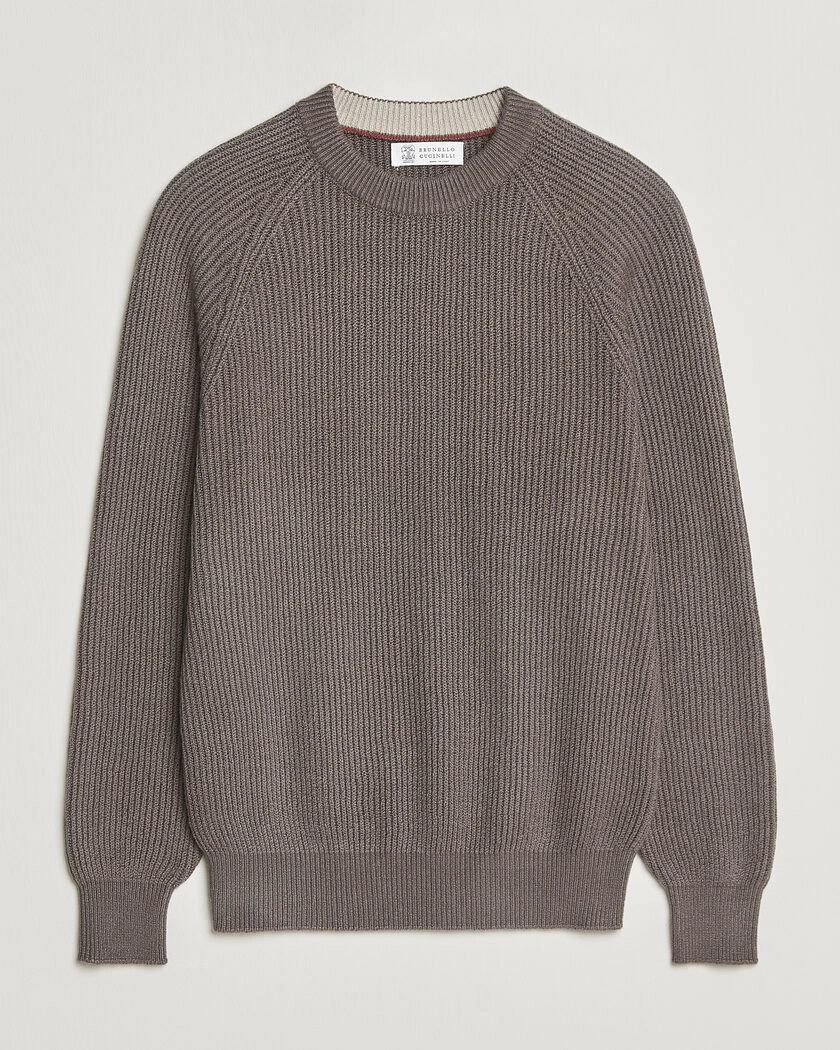 Brunello Cucinelli Heavy Cotton Rib Sweater Light Brown – Bruin