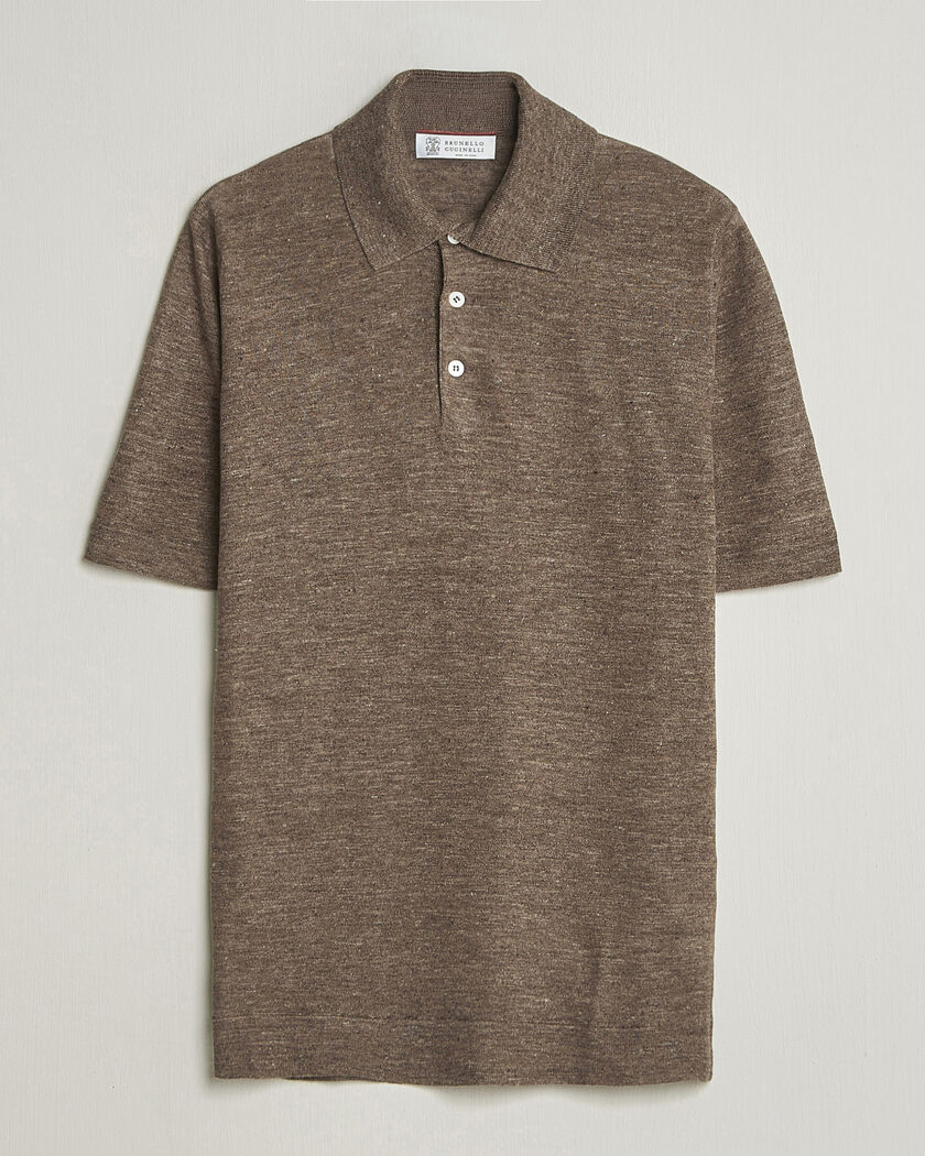 Brunello Cucinelli Linen Knitted Polo Brown – Bruin