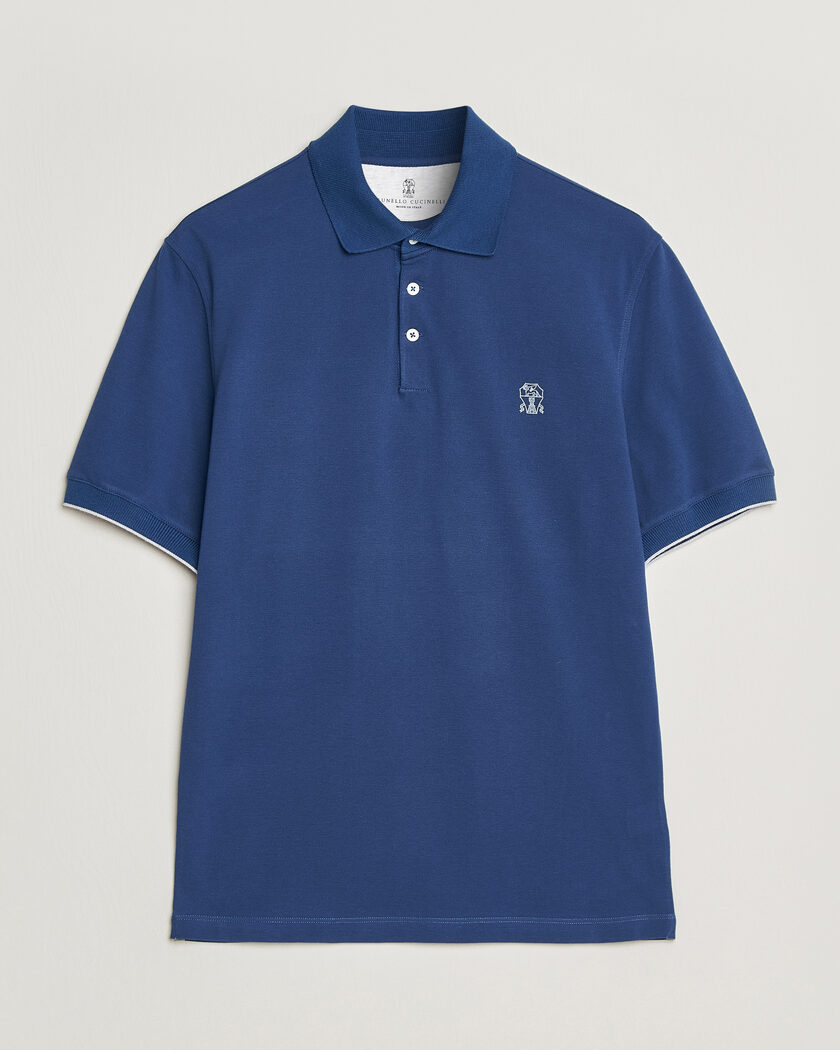 トップス MONCLER navy polo shirt Moncler Contrast Rib Polo Navy | Man - CareOfCarl.nl