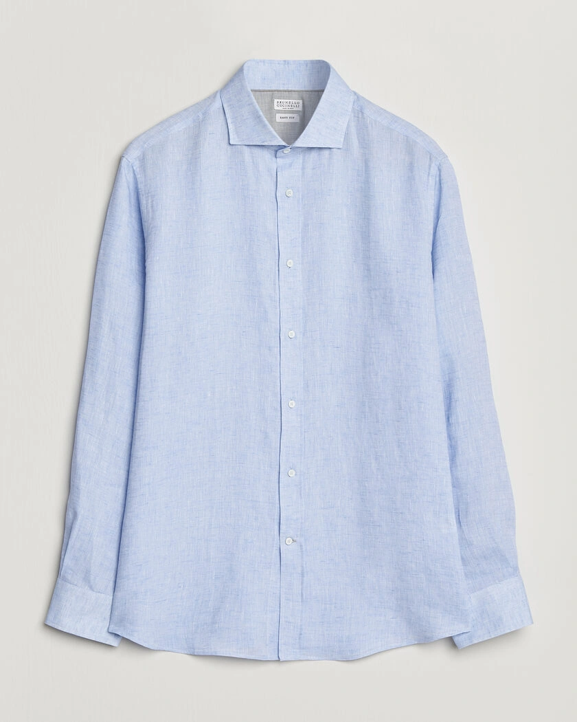 Brunello Cucinelli Easy Fit Linen Shirt Light Blue – Blauw