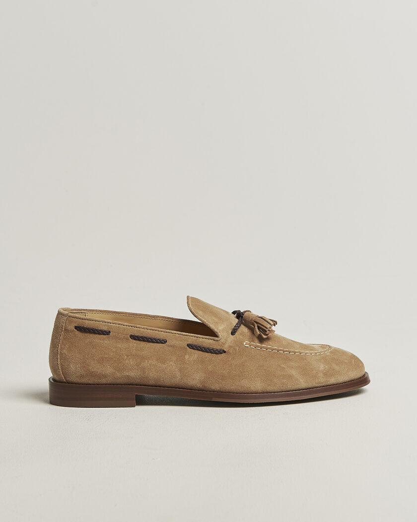 Brunello Cucinelli Tassel Loafers Siena Brown Suede – Bruin
