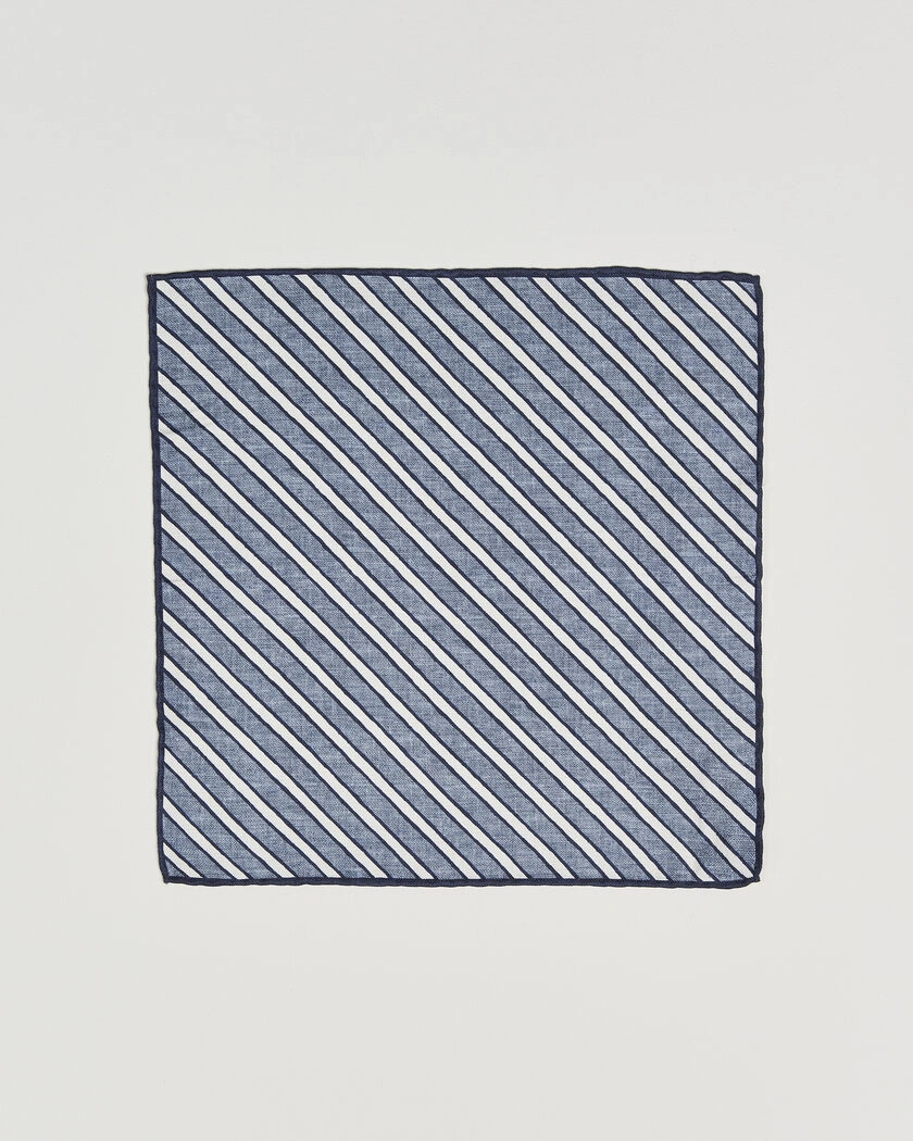 Brunello Cucinelli Striped Pocket Square Blue – Blauw