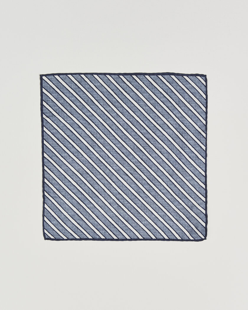 Brunello Cucinelli Striped Pocket Square Blue – Blauw