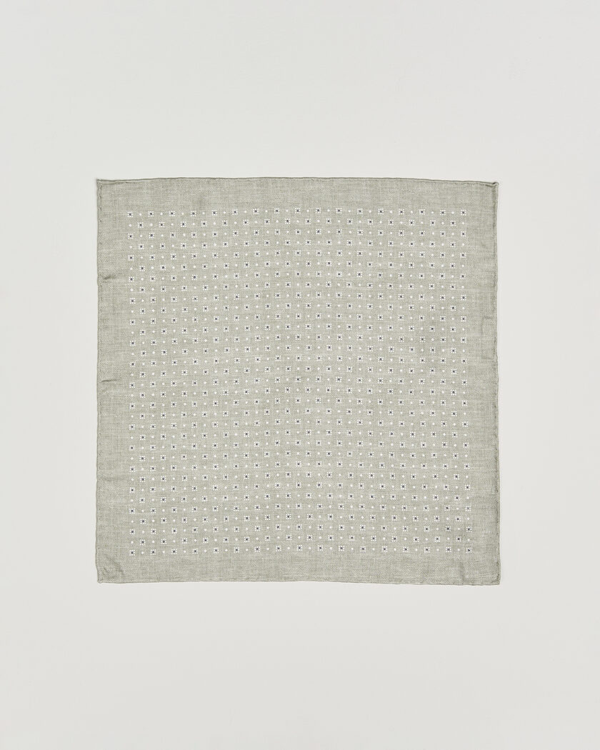 Brunello Cucinelli Printed Silk Pocket Square Olive – Groen