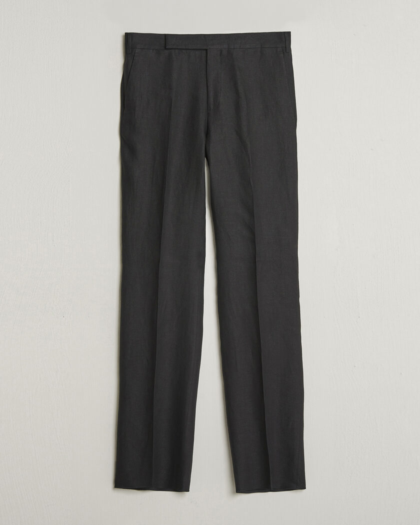 Lardini Palu Straight Fit Linen Trousers Black – Zwart