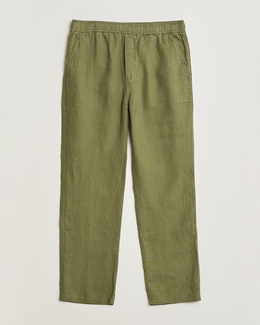 Samsøe Samsøe Jabari Linen Drawstring Trousers Burnt Olive – Groen