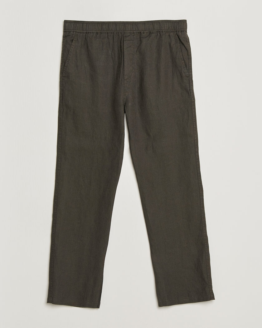 Samsøe Samsøe Jabari Linen Drawstring Trousers Black Olive – Grijs