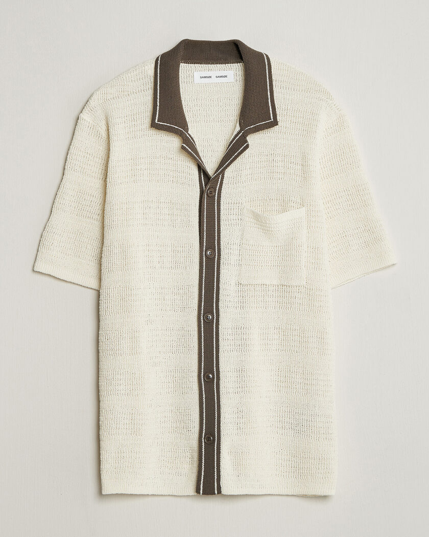 Samsøe Samsøe Percy Knitted Short Sleeve Shirt Clear Cream – Meerkleurig