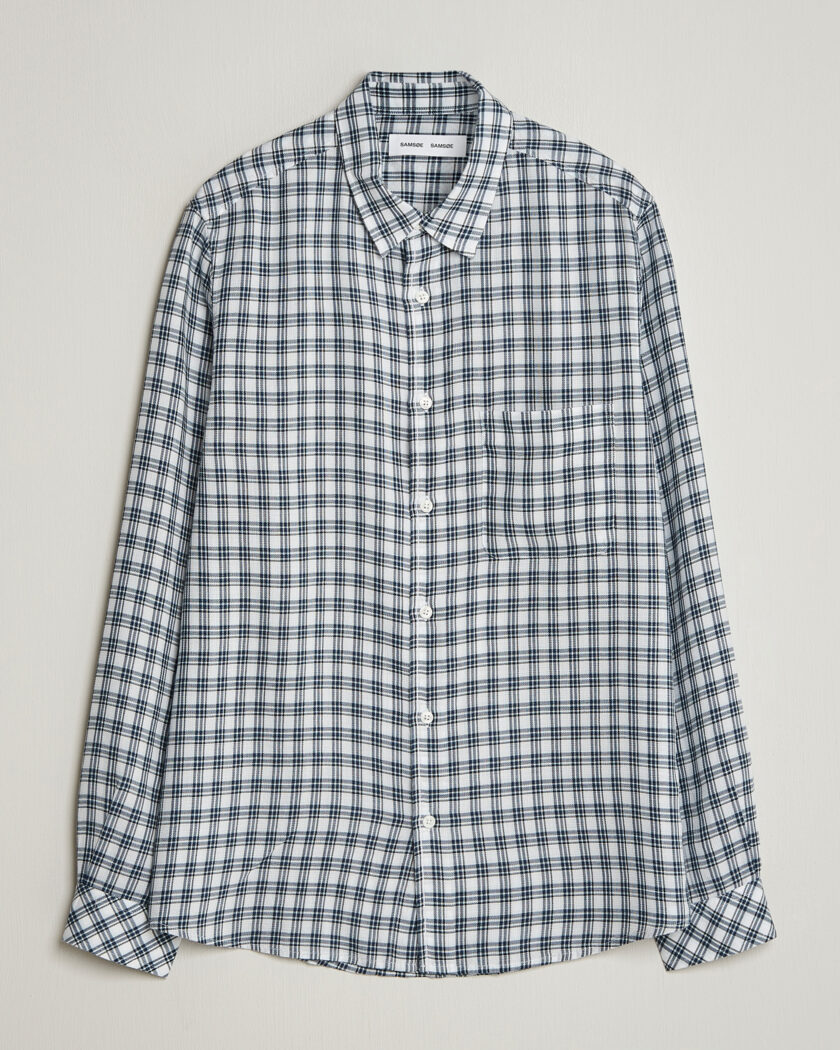 Samsøe Samsøe Ryan Tencel Checked Shirt Blue – Blauw