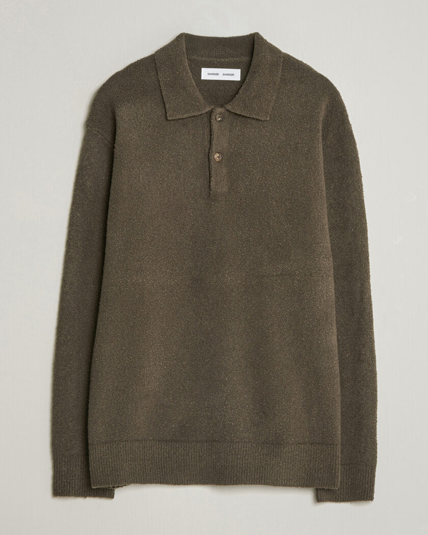 Samsøe Samsøe Nino Knitted Polo Black Olive – Bruin