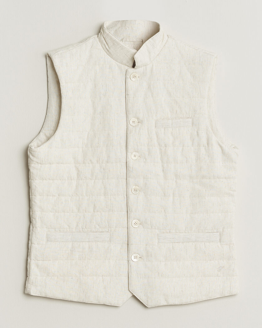 Stenströms Mid Layer Pin Stripe Linen Vest Off White – Wit