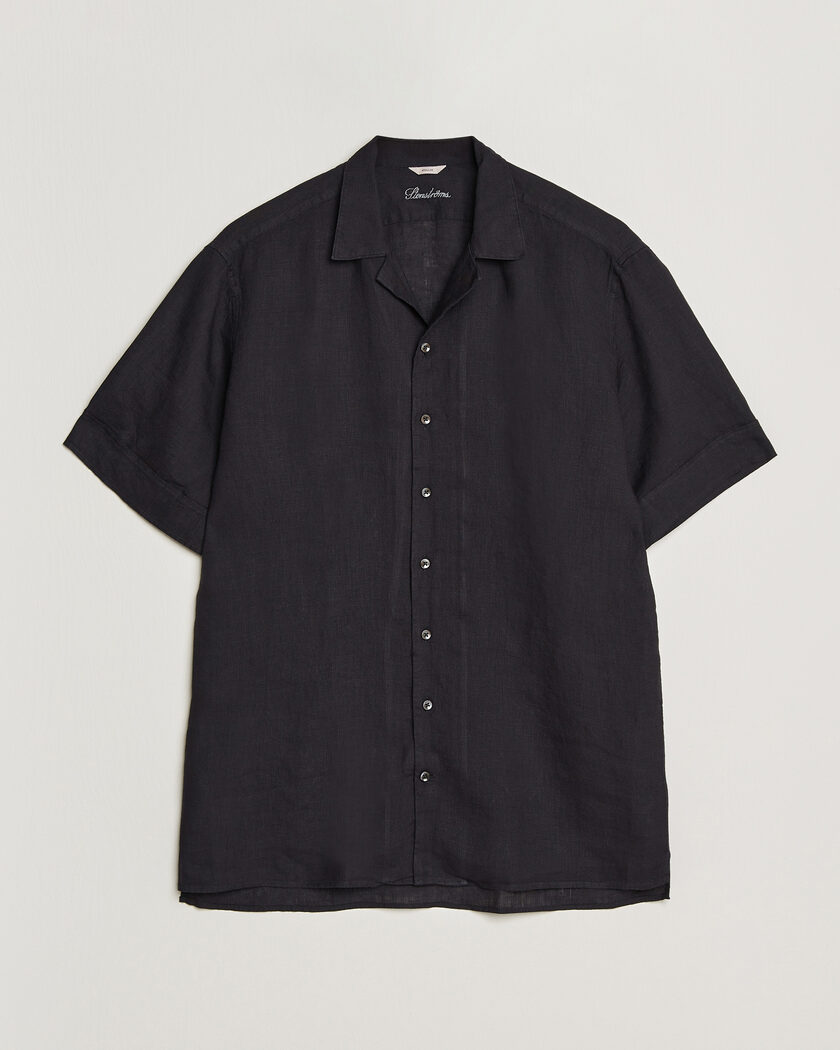 Stenströms Short Sleeve Linen Shirt Black – Zwart
