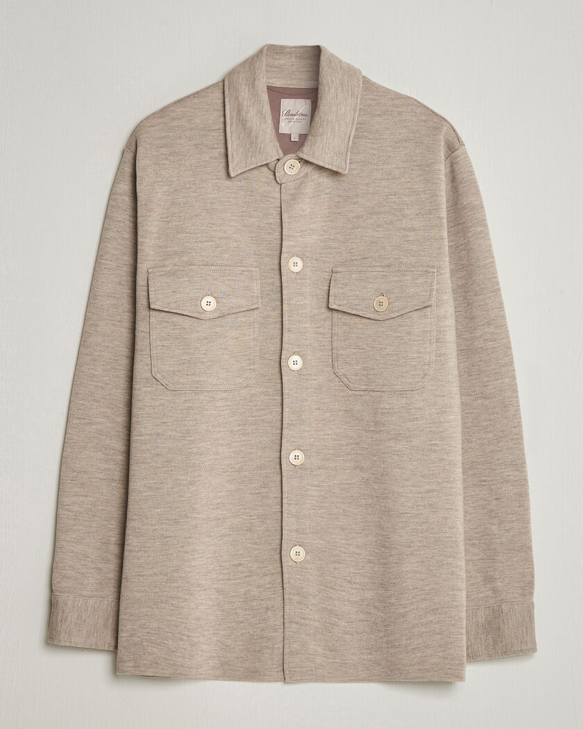 Stenströms Milano Knitted Merino Overshirt Beige – Beige