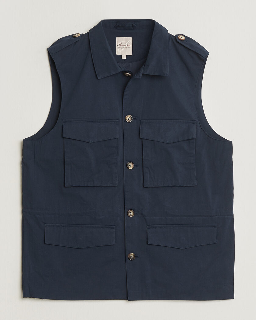 Stenströms Cotton Twill Vest Navy – Blauw
