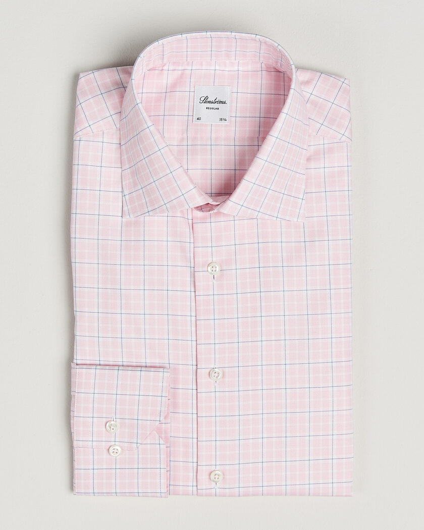 Stenströms Regular Fit Over Check Cotton Shirt Pink – Roze