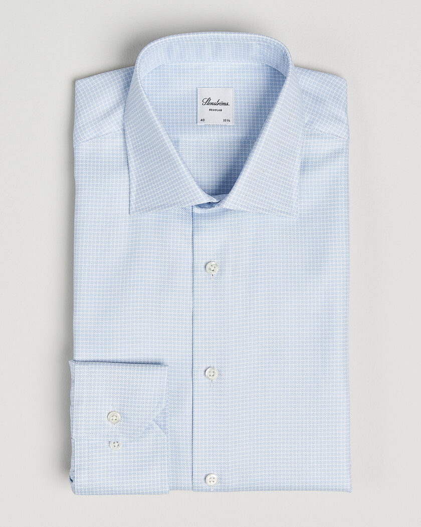  Stenströms Regular Fit Micro Structure Shirt Light Blue – Blauw