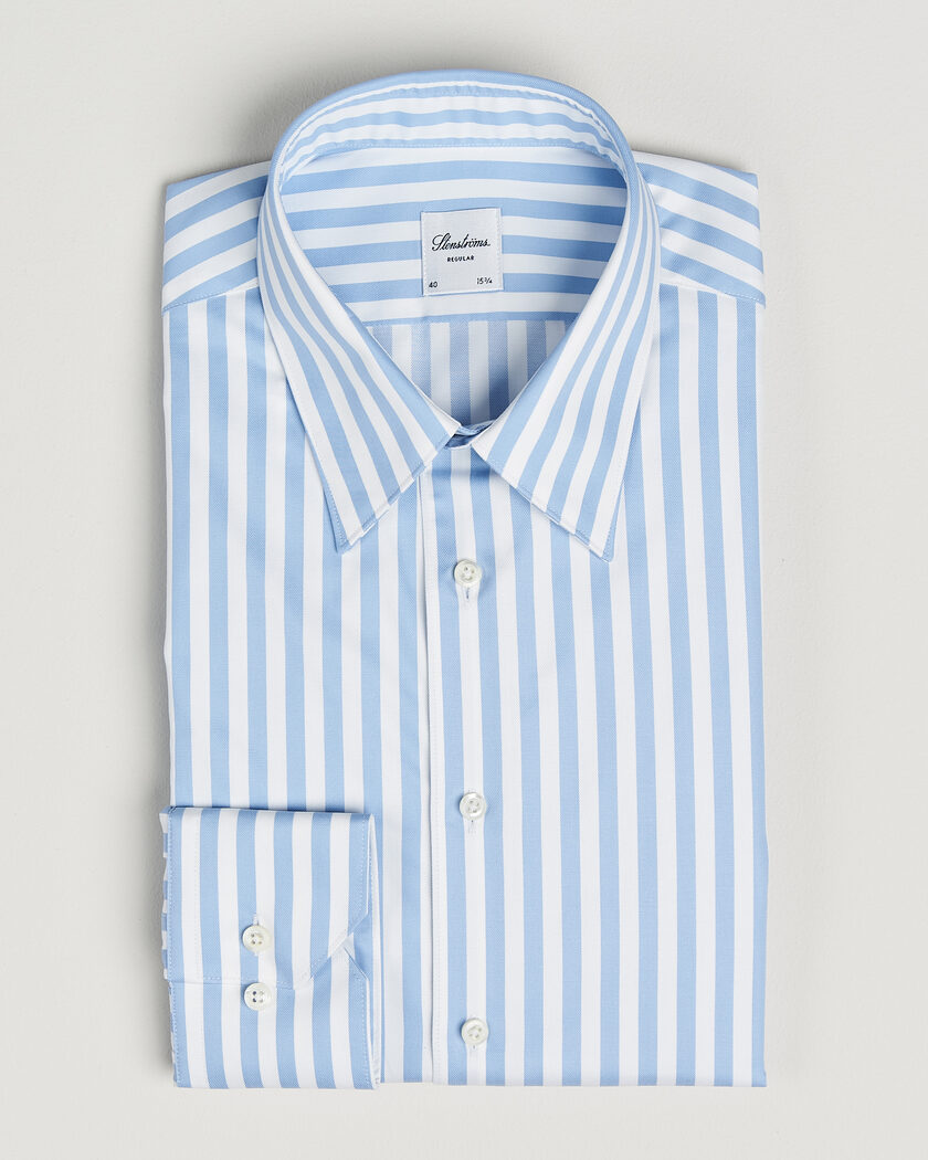 Stenströms Regular Fit Striped Pointed Collar Shirt Blue – Blauw