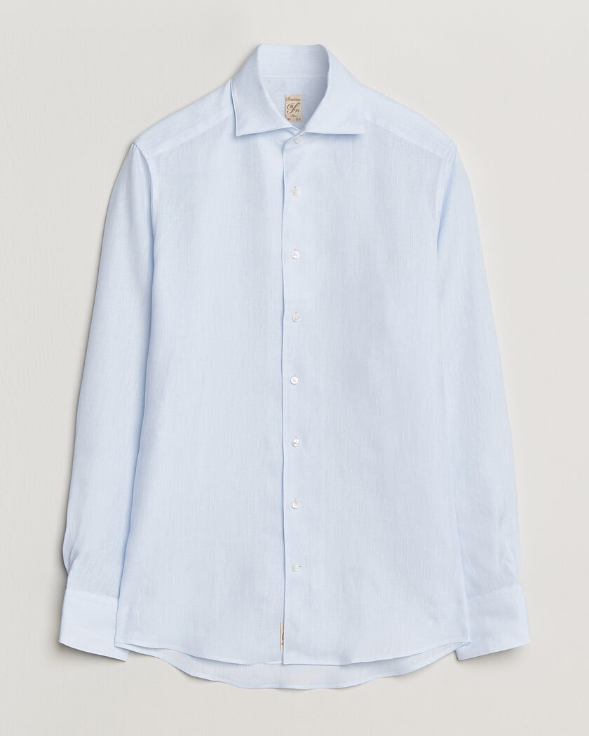 Stenströms 1899 Linen One Piece Collar Shirt Light Blue – Blauw