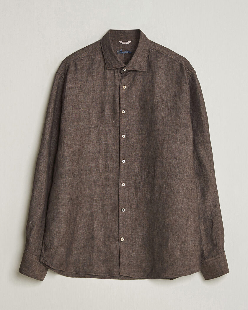 Stenströms Regular Fit Cut Away Linen Shirt Brown – Bruin