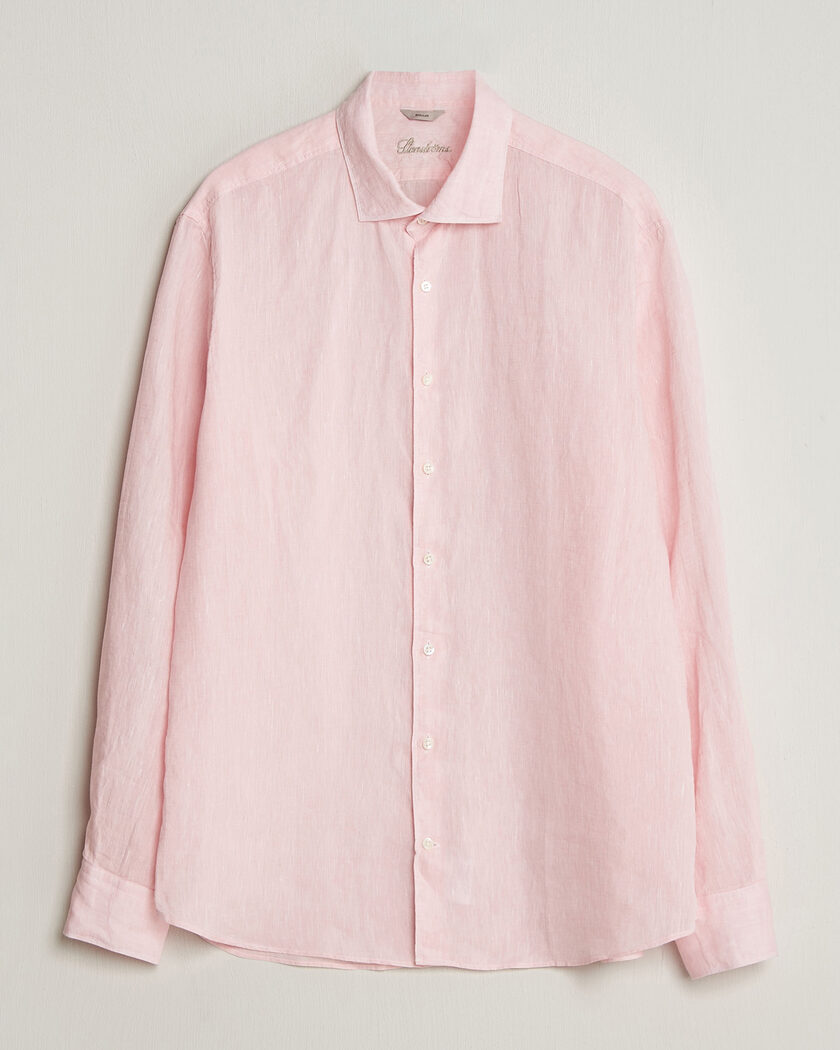 Stenströms Regular Fit Cut Away Linen Shirt Soft Pink – Roze