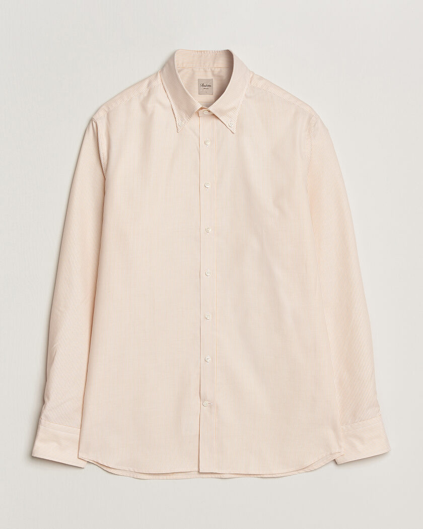 Stenströms Regular Fit Thin Striped Oxford Shirt Orange – Oranje