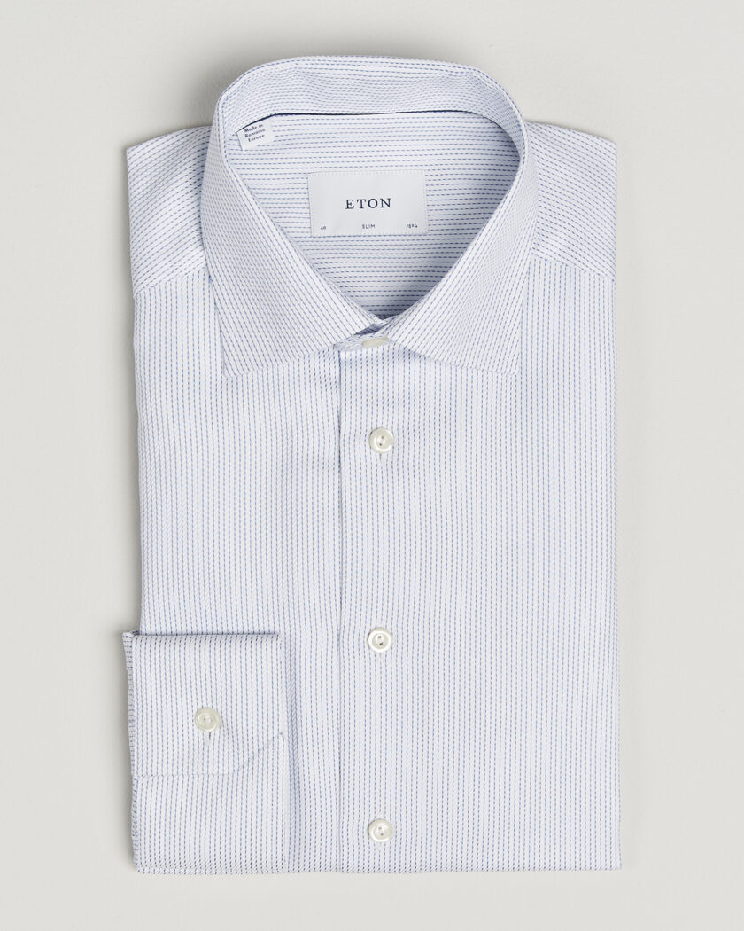 Eton Slim Fit Signature Twill Structured Shirt Light Blue – Blauw
