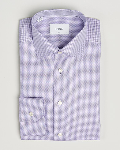 Eton Slim Fit Signature Twill Structured Shirt Light Purple – Paars