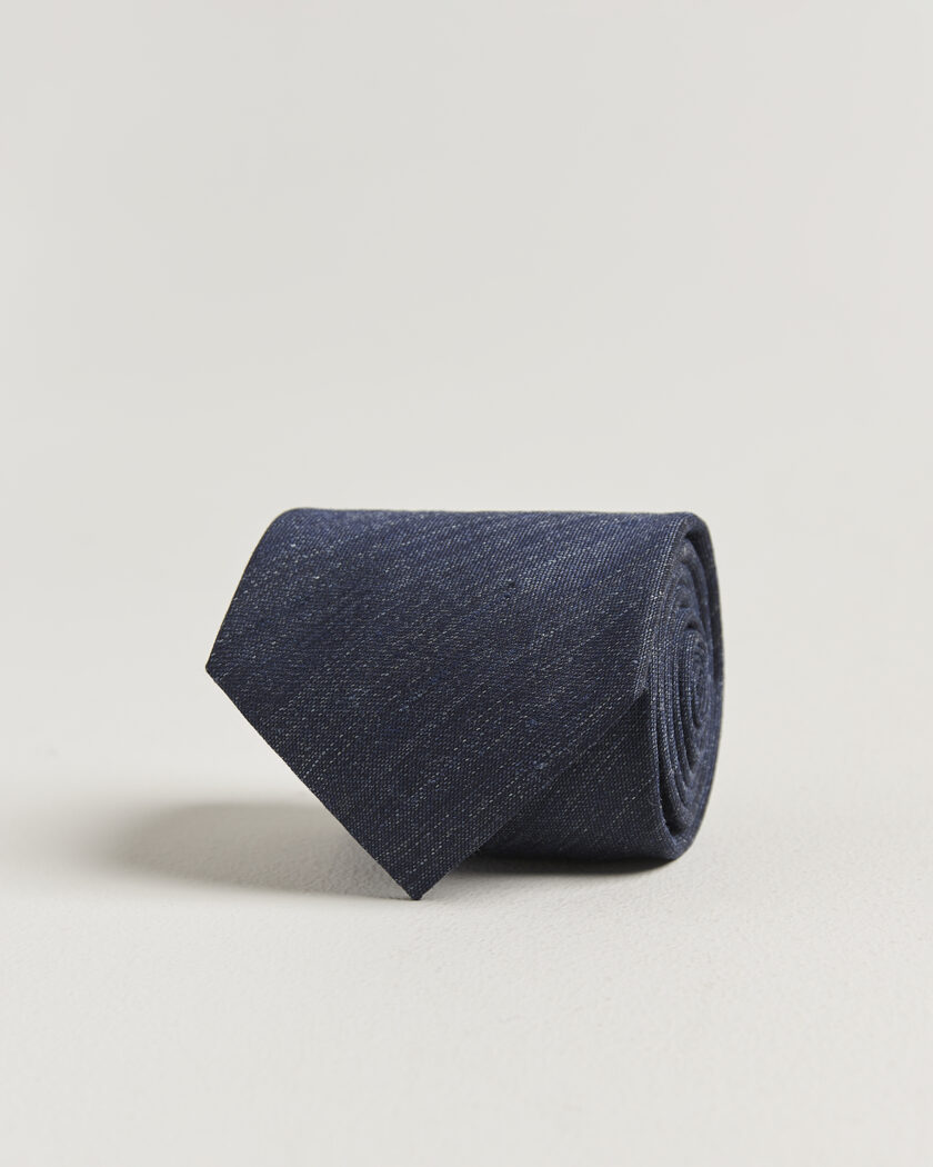 Eton Linen Silk Tie Navy Blue – Blauw