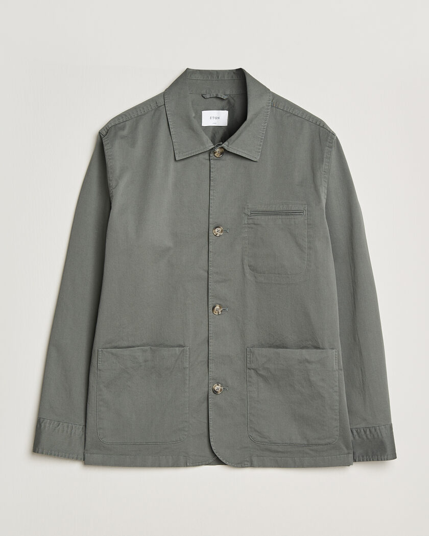  Eton Cotton Chore Jacket Mid Green – Groen