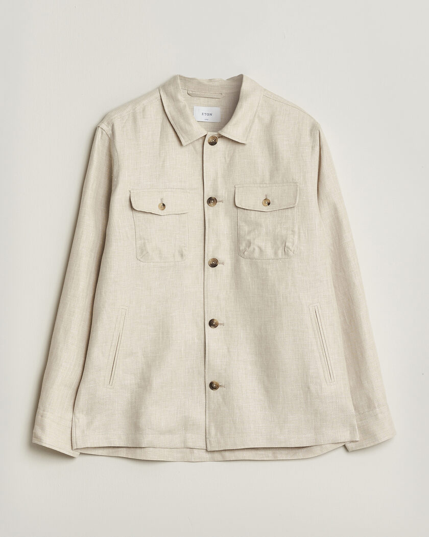 Eton Four Pocket Linen Lyocell Shirt Jacket Off White – Wit