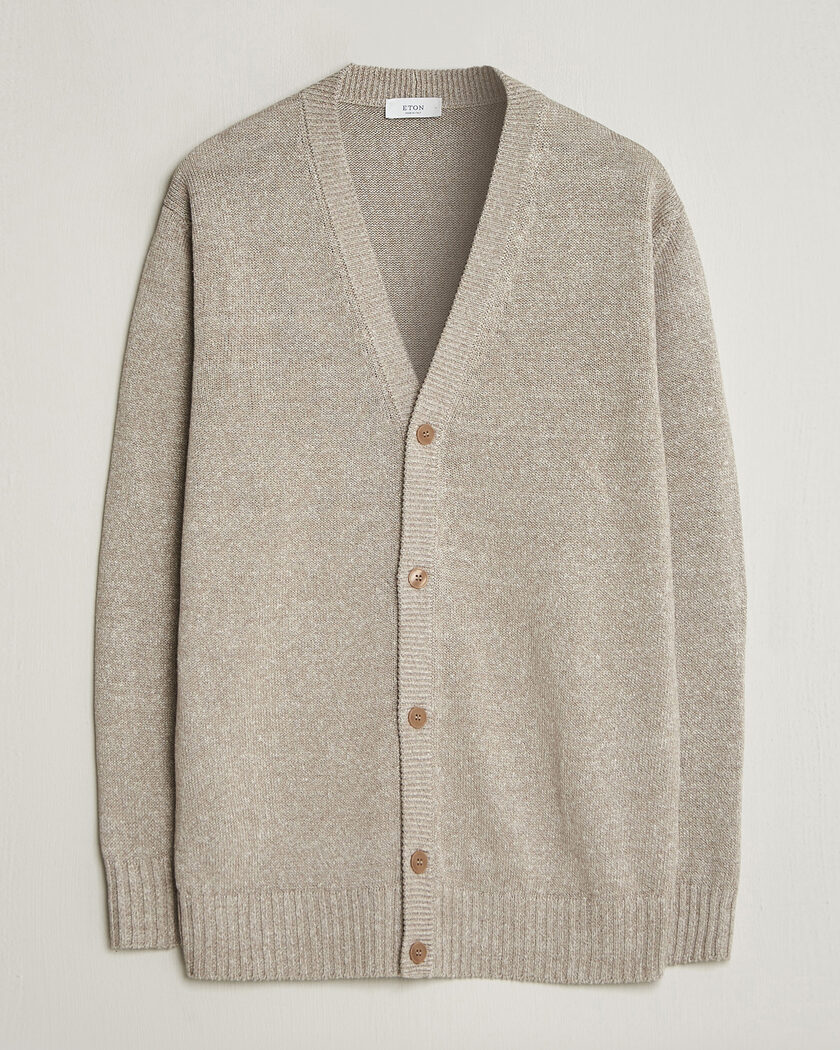 Eton Cotton Linen Knitted Cardigan Beige – Beige