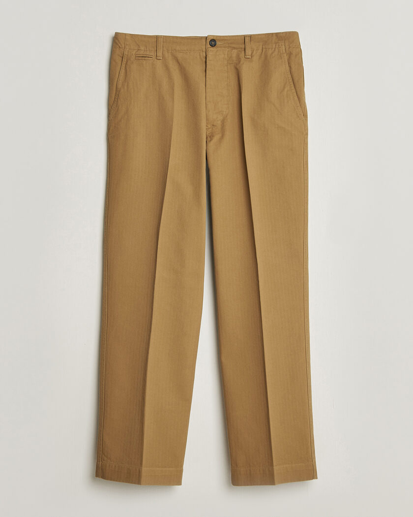 Drake's Herringbone Wide Leg Chino Khaki – Bruin