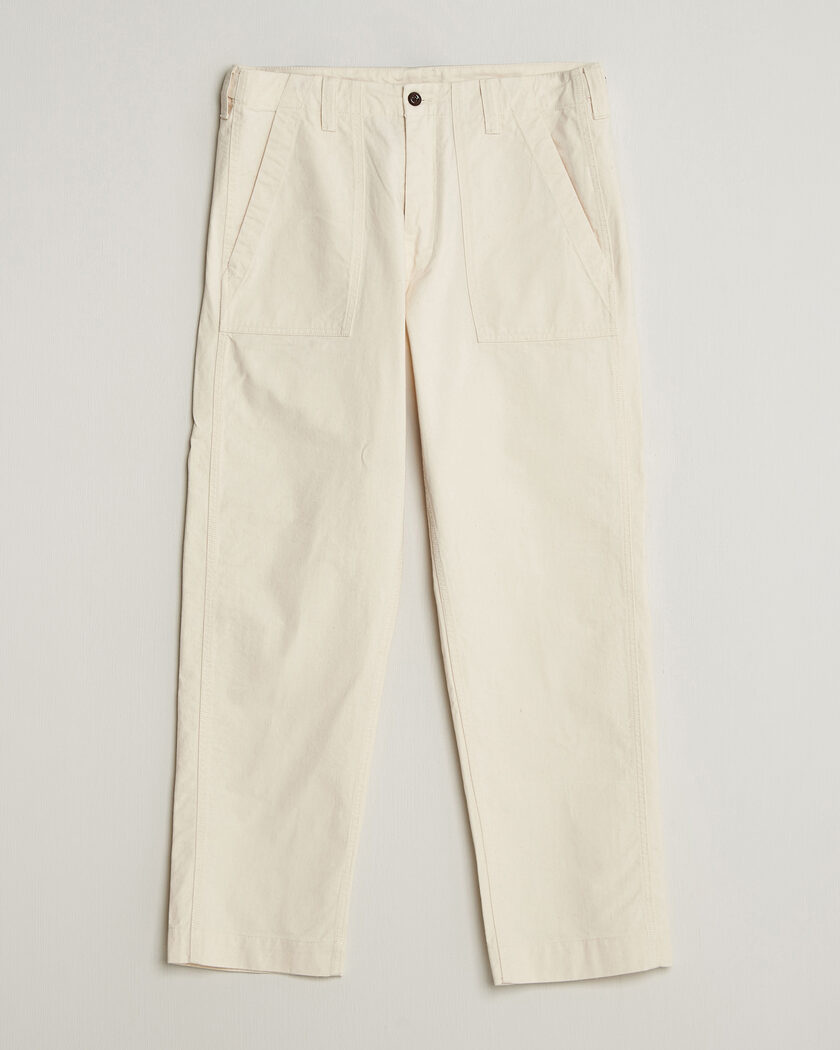 Drake's Twill Fatigue Trousers Ecru – Wit