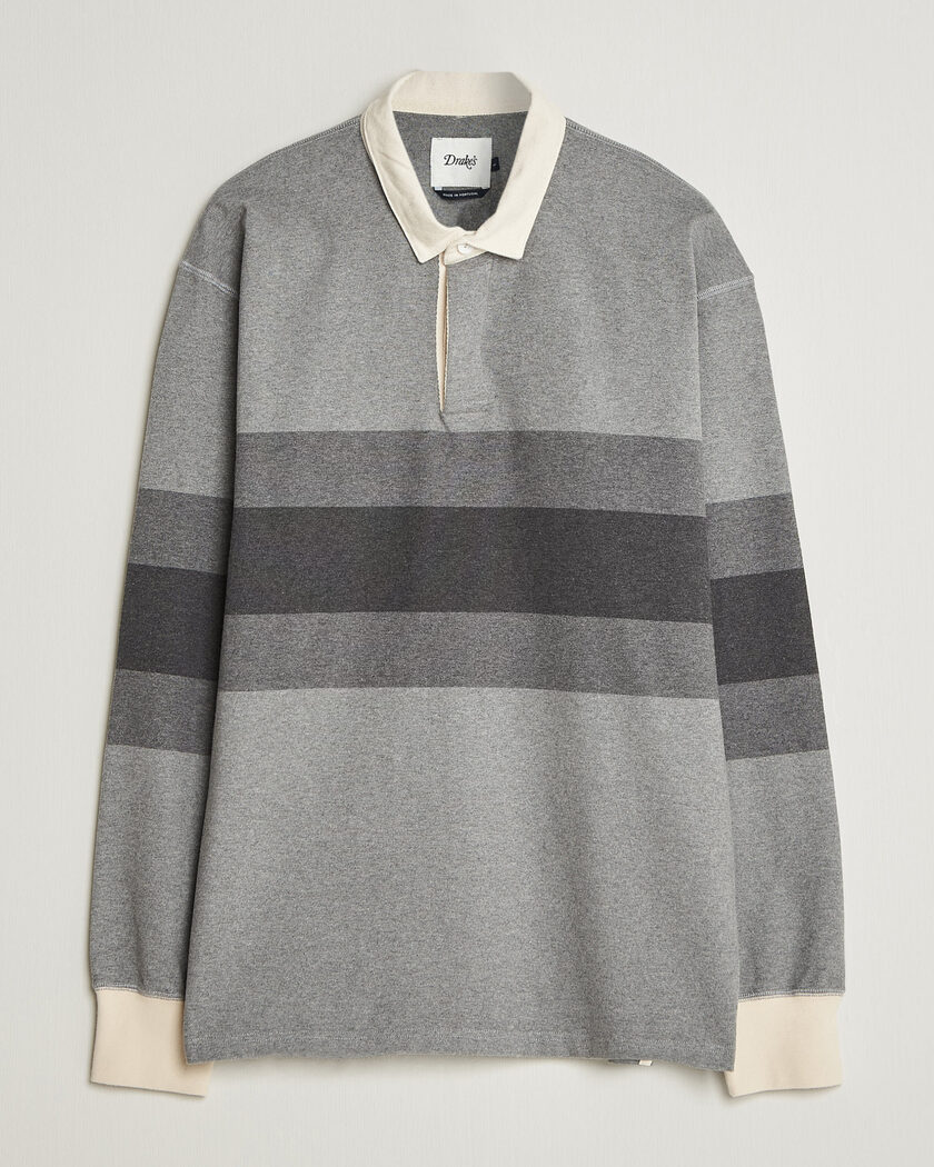 Drake's Melange Stripe Rugby Grey – Grijs