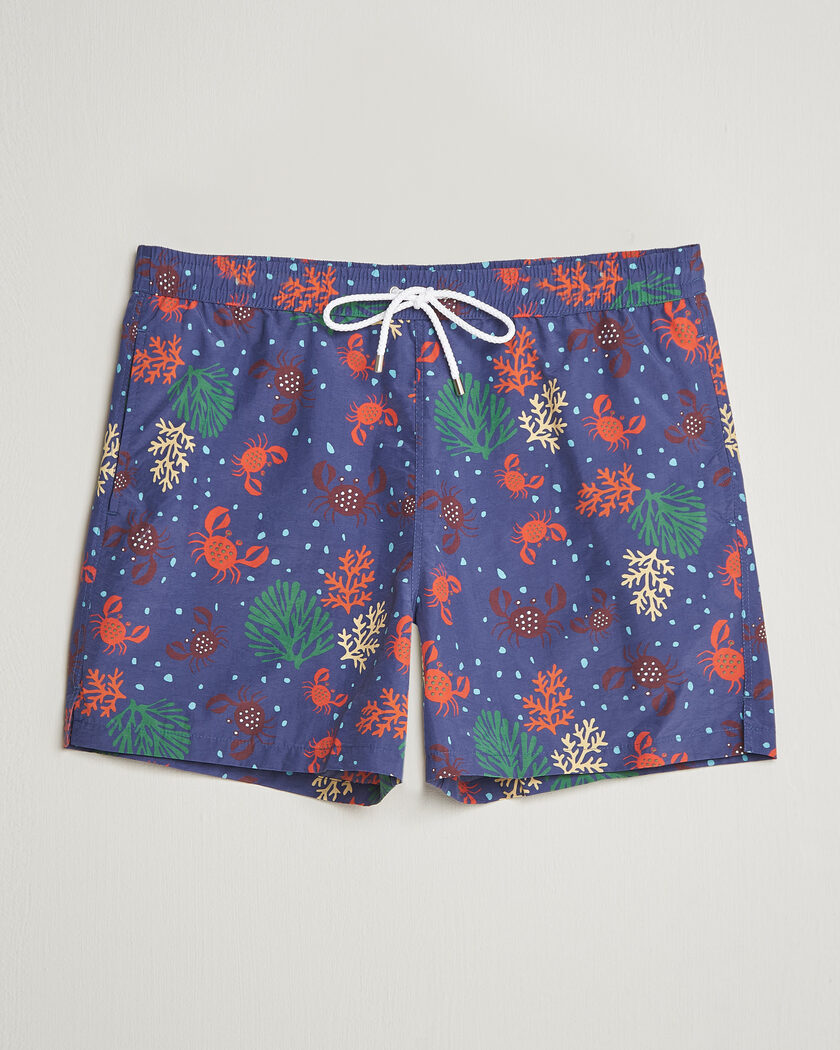 Drake's Crabs Drawstring Swimshorts Blue – Blauw