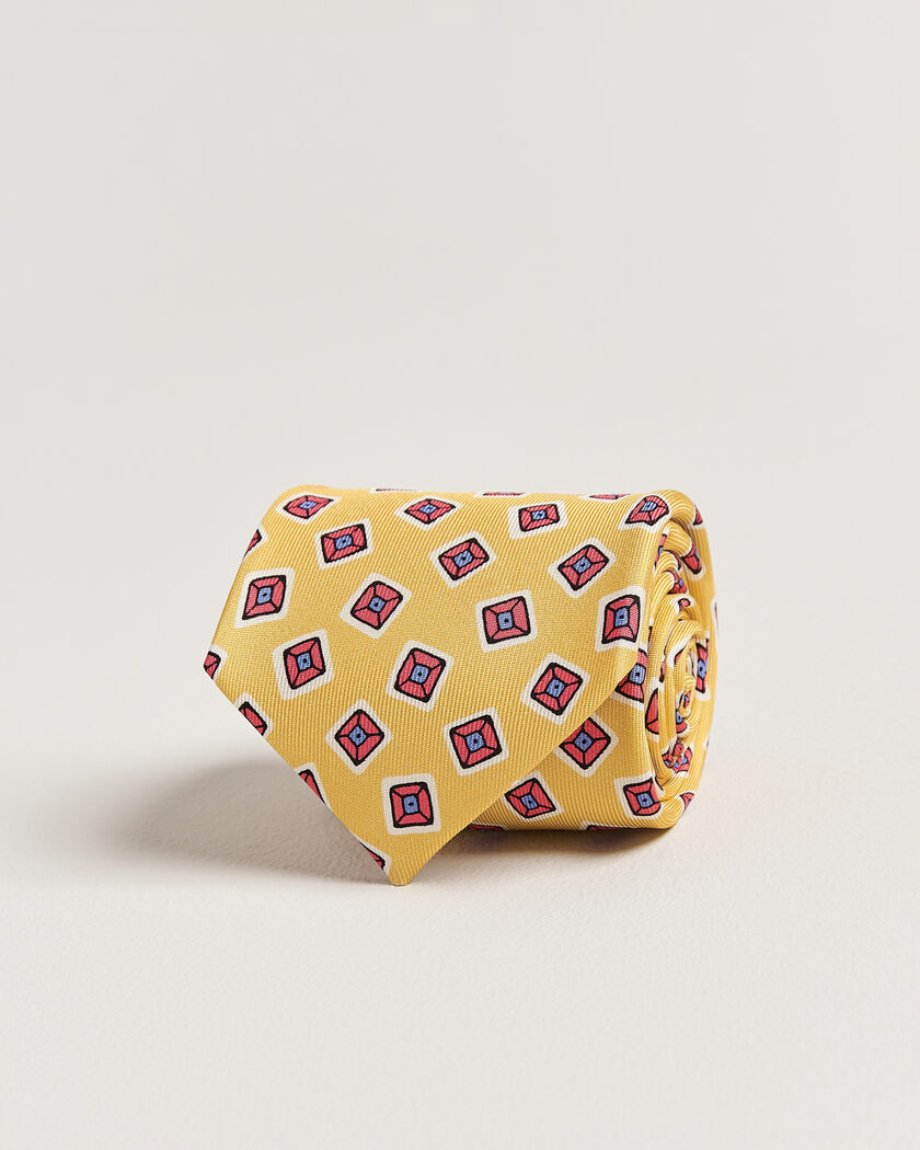Drake's Square Diamond Heavy Twill Silk Tie Gold – Geel