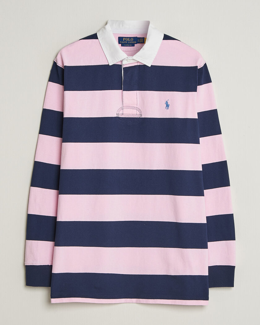 Polo Ralph Lauren Jersey Striped Rugger Carmel Pink/Newport Navy – Roze