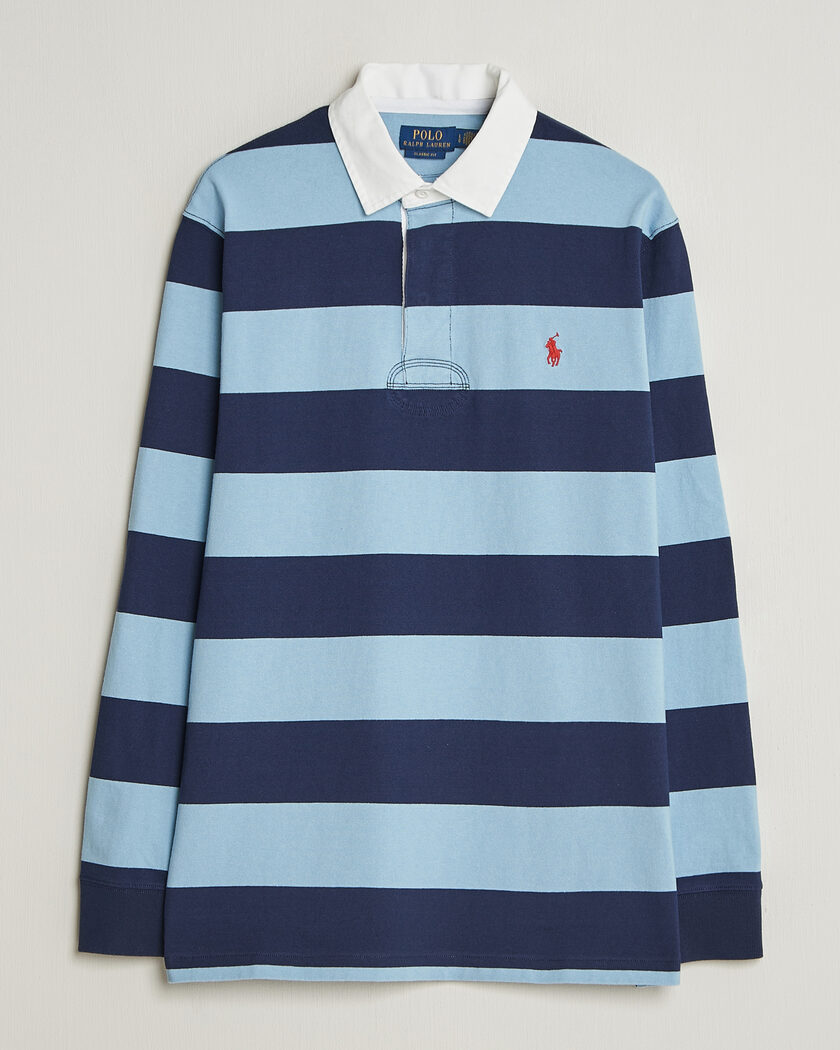 Polo Ralph Lauren Jersey Striped Rugger Powder Blue/Newport Navy – Blauw