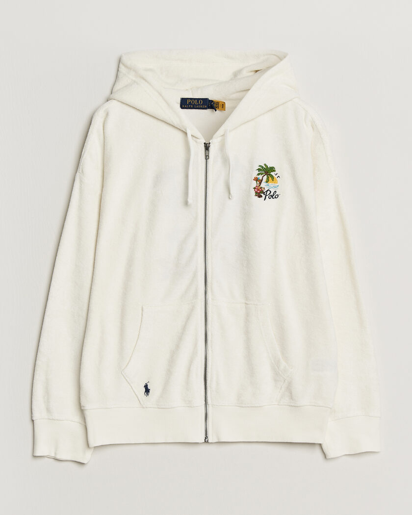 Polo Ralph Lauren Cotton Terry Printed Full-Zip Hoodie Nevis – Wit