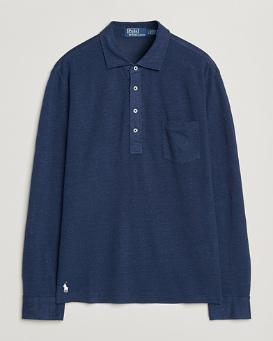 Polo Ralph Lauren Long Sleeve Linen Polo Newport Navy – Blauw
