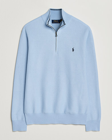 Polo Ralph Lauren Textured Half Zip Office Blue – Blauw