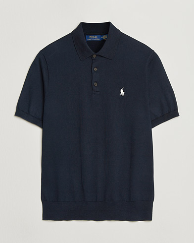Polo Ralph Lauren Knitted Short Sleeve Polo Hunter Navy – Blauw