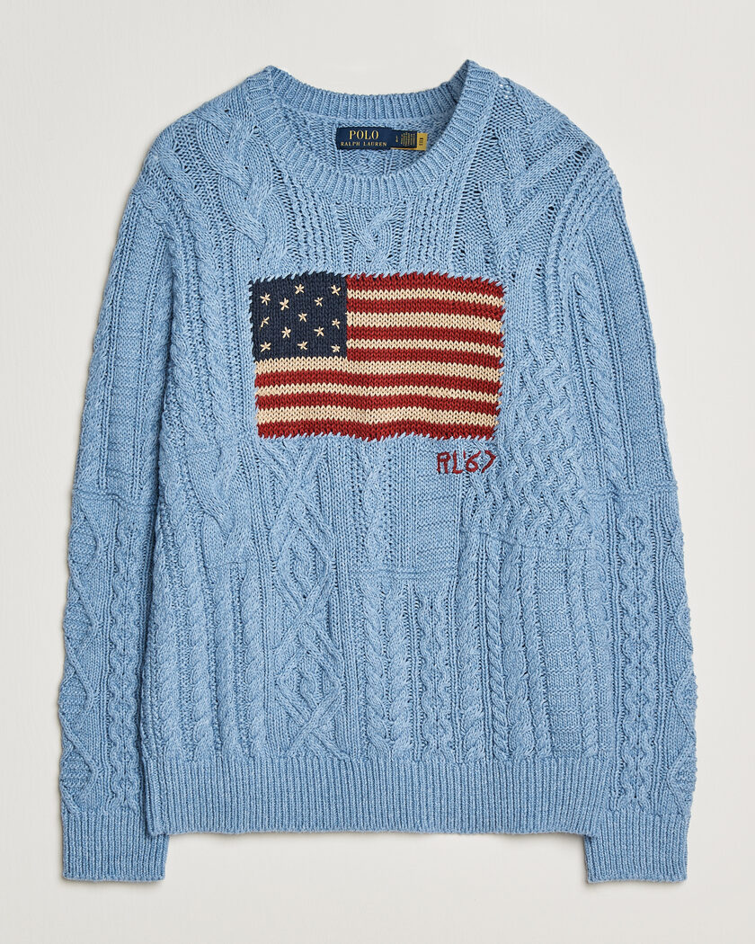 Polo Ralph Lauren Cotton Flag Sweater Light Blue Combo – Blauw