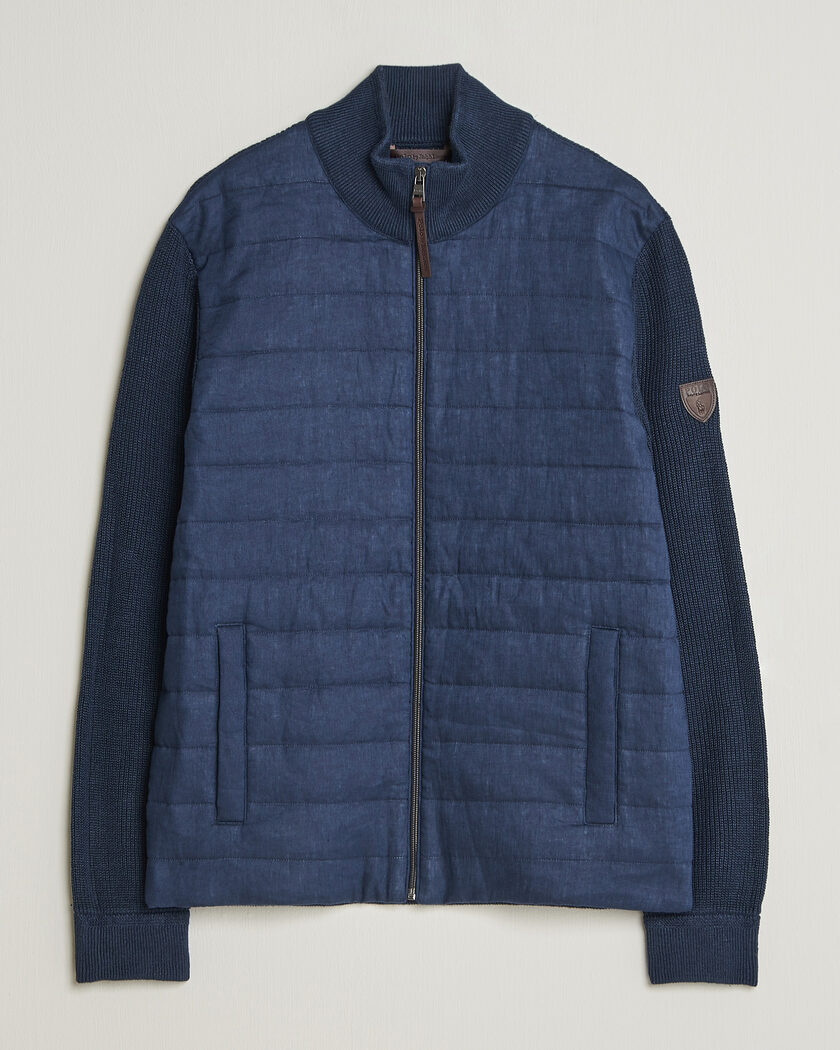Polo Ralph Lauren Linen Full Zip Sweater Navy – Blauw