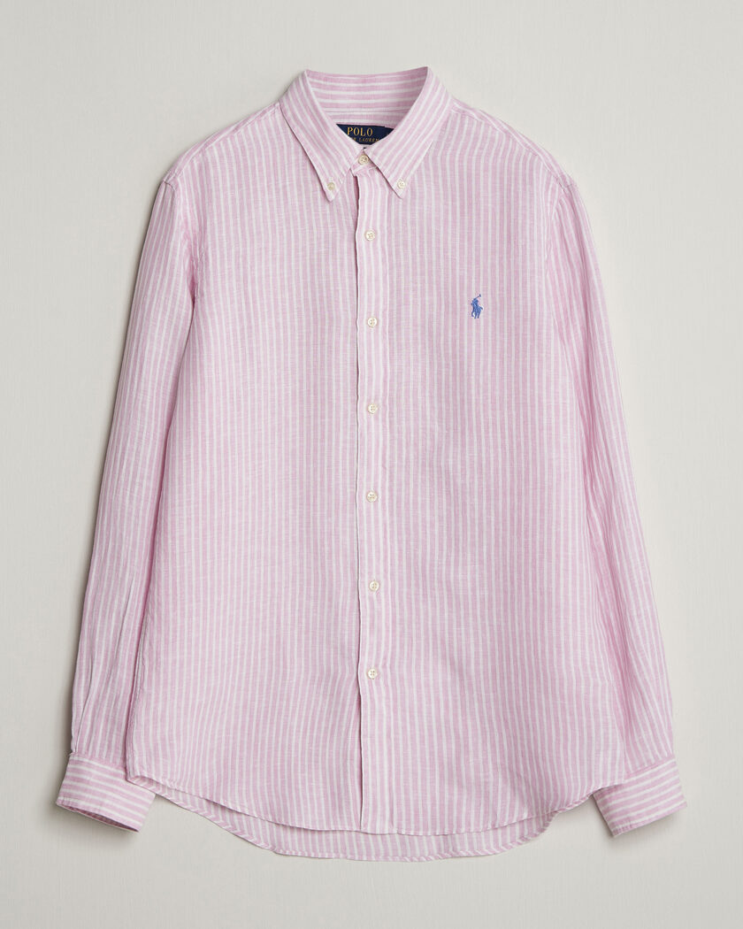 Polo Ralph Lauren Custom Fit Linen Shirt Pink/White – Roze